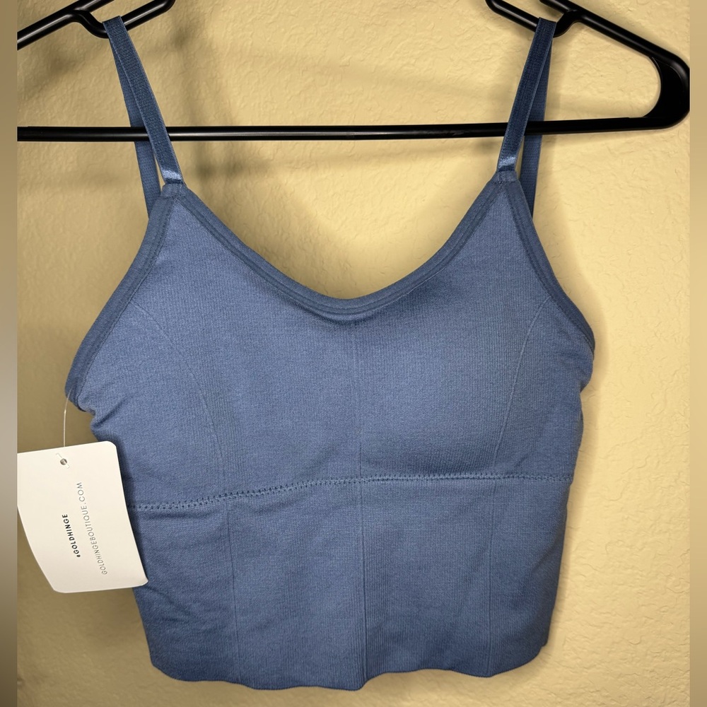 Gold Hinge Deep Blue Original Ribbed Yoga Tank Top One Size